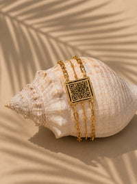 Luxury Custom QR Code Bracelet - 14K Gold Plated